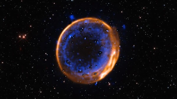 VLT가 본 이중 폭발 초신성 SNR 0509-67.5의 이미지 | image© ESO/P. Das et al. Background stars (Hubble): K. Noll et al.