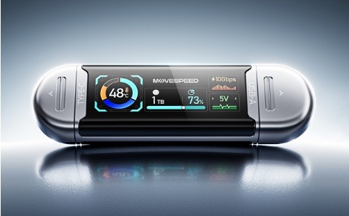 1.65인치 디스플레이를 탑재해 온도와 전송 속도를 실시간으로 확인할 수 있는 무브스피드의 시 유 USB 드라이브  | image© Movespeed/Kickstarter