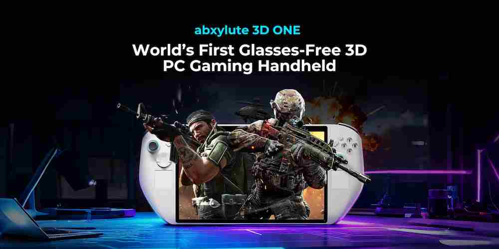 앱실루트 3D 원은 11인치 안경 없는 3D 화면과 탈착식 컨트롤러를 갖춘 PC 기반 휴대용 게임기로 11월 19일 킥스타터에 출시된다 | image© Abxylute