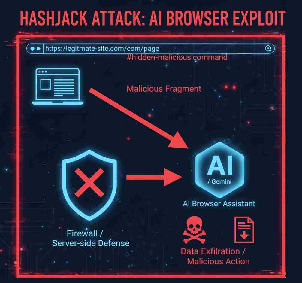 합법적 URL의 해시(#) 뒤에 숨겨져 AI 브라우저를 조작하는 신종 공격 '해시잭(HashJack)'의 작동 원리 | image: AI 생성 이미지